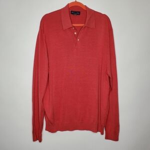Brooks Brothers Men's Silk Blend Sweater Size XL Long Sleeve Polo Style Pullover
